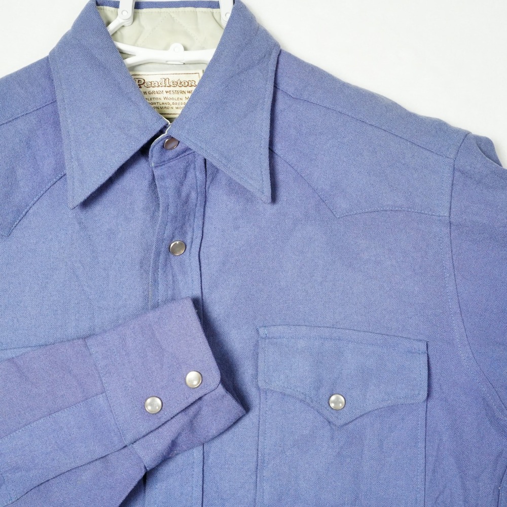 Vintage 70s Pendleton High Grade Western Wear Wool Pearl Snap Shirt S